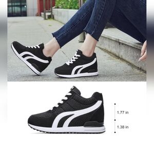 Women's Black and White Mesh Sneakers - Classic Casual Comfort